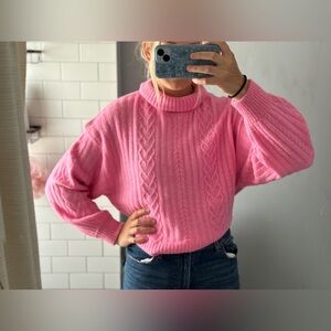 Large Pink Turtleneck Heart Sweater